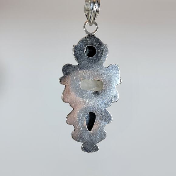 Seraphinite & Moonstone Handmade Pendant – Sterling Silver Natural Stone Gift - Picture 9 of 10